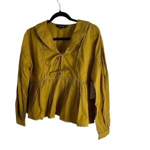 Calligraphie peplum blouse in a mustard yellow/mustard woman’s top Size small